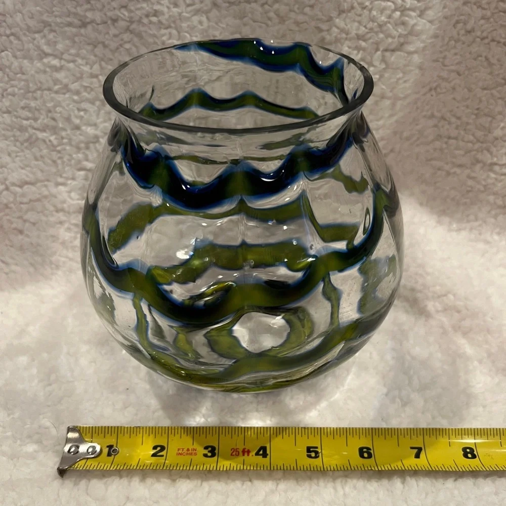 Vintage Czech Art Deco-era glass ball vase, likely by the Kralik glassworks, 30s